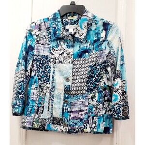 Christopher & Banks Jacket SZ Petite Small Cotton Grandma Buttons Light Coat